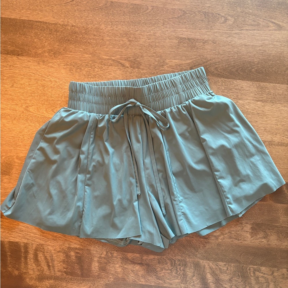 AS Revival Sage Green Women's Flowy Shorts with built in shorts underneath